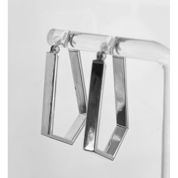 Sterling Silver Triangle Hoop Dangle Earrings 1 3/8" Long - Item 9011