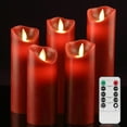 thumbnail image 2 of Battery Candles, 5.5"/6"/6.5"/7"/8"Set of 5 Real Wax Not Plastic Pillars Include Realistic Dancing LED Flames and 10-Key Remote Control with 2/4/6/8-hours Timer Function 200 Hours- (5x1, Red), 2 of 5