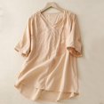 thumbnail image 1 of Mefallenssiah T-Shirt Décontracté Mode pour Femmes Manches Courtes Col en V Chandail en Molleton Blouse, 1 of 6