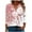 Pink 01, variant on QQAMB T-Shirts for Women Fall 3/4 Sleeve V-Neck Strip Print Casual Blouse Tops Loose Comfy Tee Brown 4XL