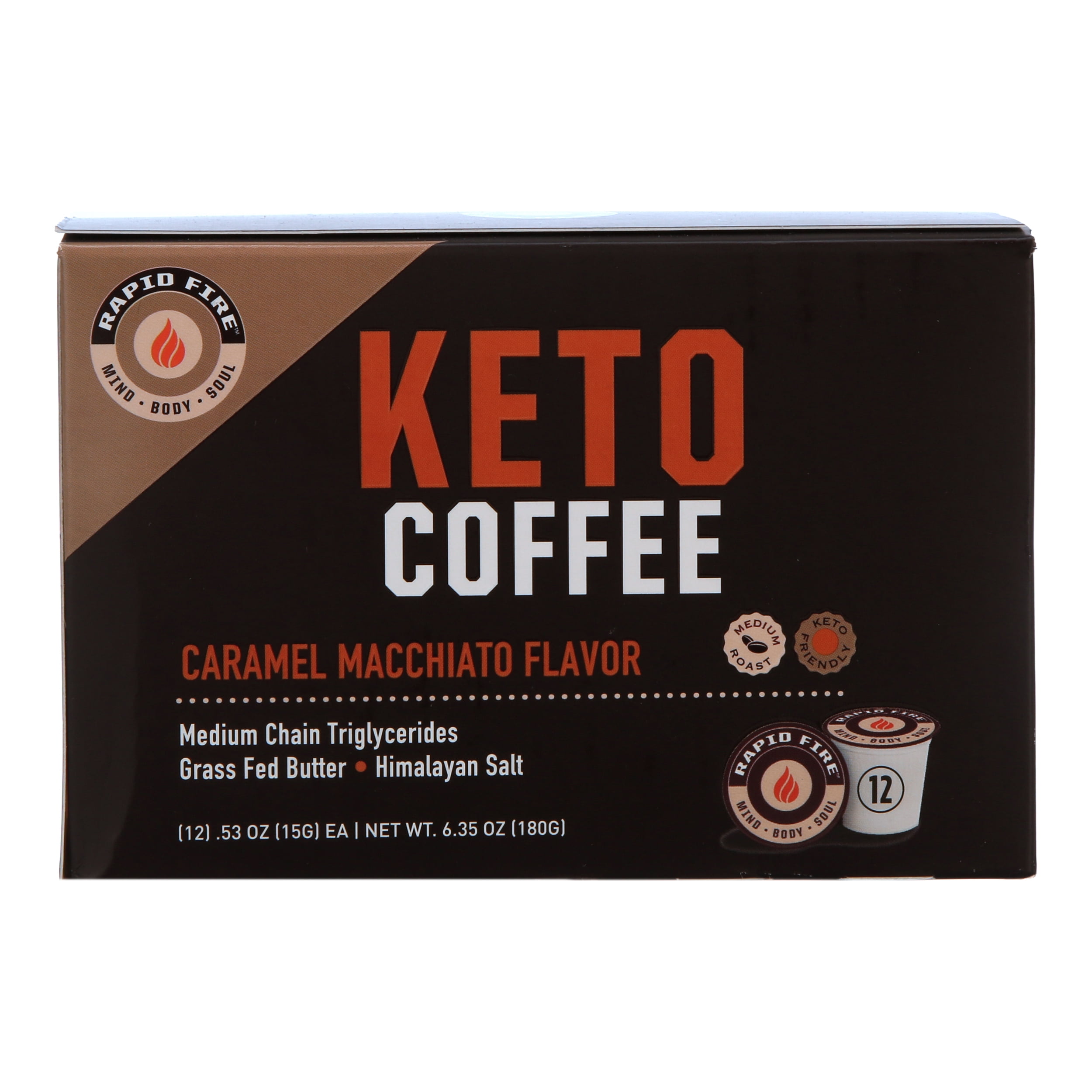Rapid Fire Carmel Macchiato Keto Coffee Pods, 12 ct