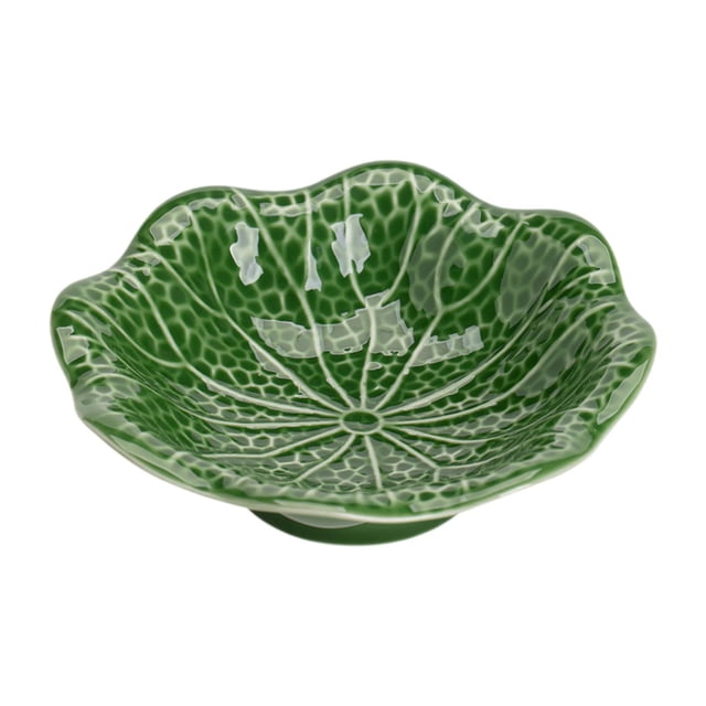 GUOOL Ceramic Fruit Bowl Decorative with Base Fruit Tray for Sweets Nuts Side Dish Dark Green