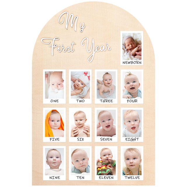 Pizarra fotográfica Kritkin My First Year Baby Birthday, 48 x 28 cm, madera