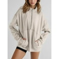 thumbnail image 4 of Women's Half Zip Sweatshirts Fleece Stand Collar Long Sleeve Thumb Hole Oversized Pullovers with Pockets, 4 of 5
