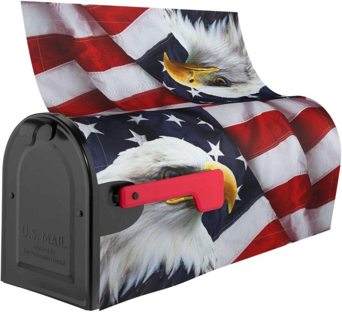 American Flag Welcome Magnetic Mailbox Cover, Mailbox Wrap Decorative for Garden Yard Home 25.5x21 in