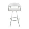 thumbnail image 2 of Armen Living Palmdale 30" Swivel White Faux Leather and Silver Metal Bar Stool, 2 of 3