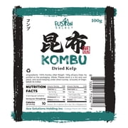 Fusion Select Kombu Dried Kelp 4oz  100% Pure Dried Seaweed for Miso Soup & Japanese Dishes - Rich in Iodine, Potassium, Calcium, Magnesium - Ideal for Dashi Broth, Stews, Noodles - 13 Servings