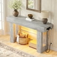 thumbnail image 5 of Homieasy 47" Console Table with Socket & Sensor Light, Narrow Entryway Table with Storage for Hallway/Living Room, Farmhouse Style in White Oak, 5 of 10
