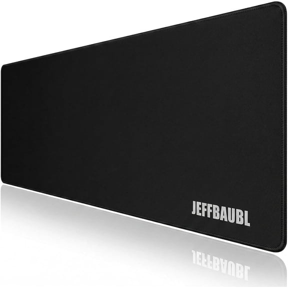 Jeffbaubl Large Gaming Mouse Pad, 47.2x15.7 Inch Black Desk Mat, Extended Mouse Pad, Non Slip Rubber Base & Stitched Edges Mousepad, Black Desk Mat for Gaming Office Home Work