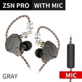 thumbnail image 1 of Auriculares de metal Auriculares internos con monitor de oído ZSN Pro HIFI Bass Earbuds (gris con micrófono), 1 of 9