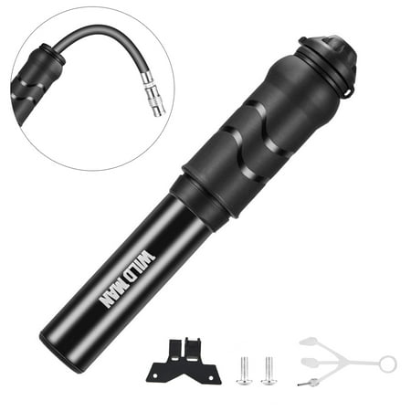 Bike Pump - 100 PSI Pressure Mini Bike Pump with 1 ball needle, 1 installation bracket, 2 air nozzles Portable Bicycle Tire Air Pump Durable Cycling (Best Mini Pumps Cycling)