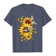 thumbnail image 6 of JTZGDY Summer Tops for Women Cute Floral Printed Short Sleeve Crewneck Graphic T-Shirts Loose Soft Cotton Basic Tunic Blouse A#03-Dark Blue XL, 6 of 6
