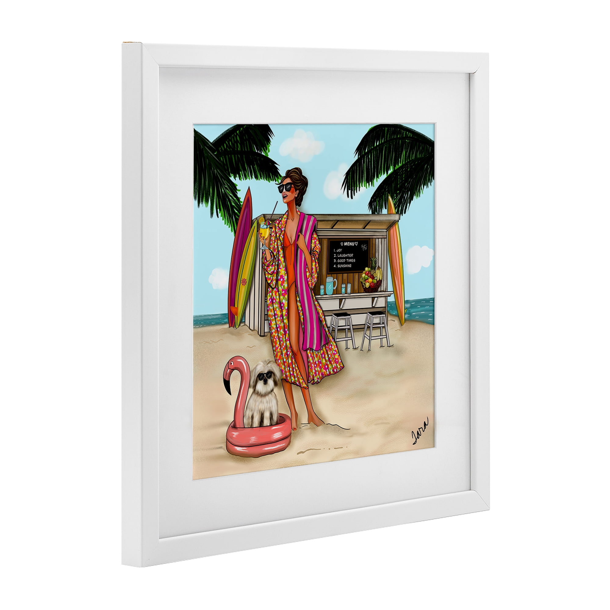 Stupell Industries Beach Girl in Summer Sun White Framed Print Under Glass, design by Tara Boone