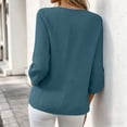 thumbnail image 4 of KTFgvq Women's Scoop Neck 3/4 Sleeve Blouses, Relaxed Fit Casual Tops, Solid Color Tees, Lightweight Linen for Vacation, Summer, Navy S, 4 of 7