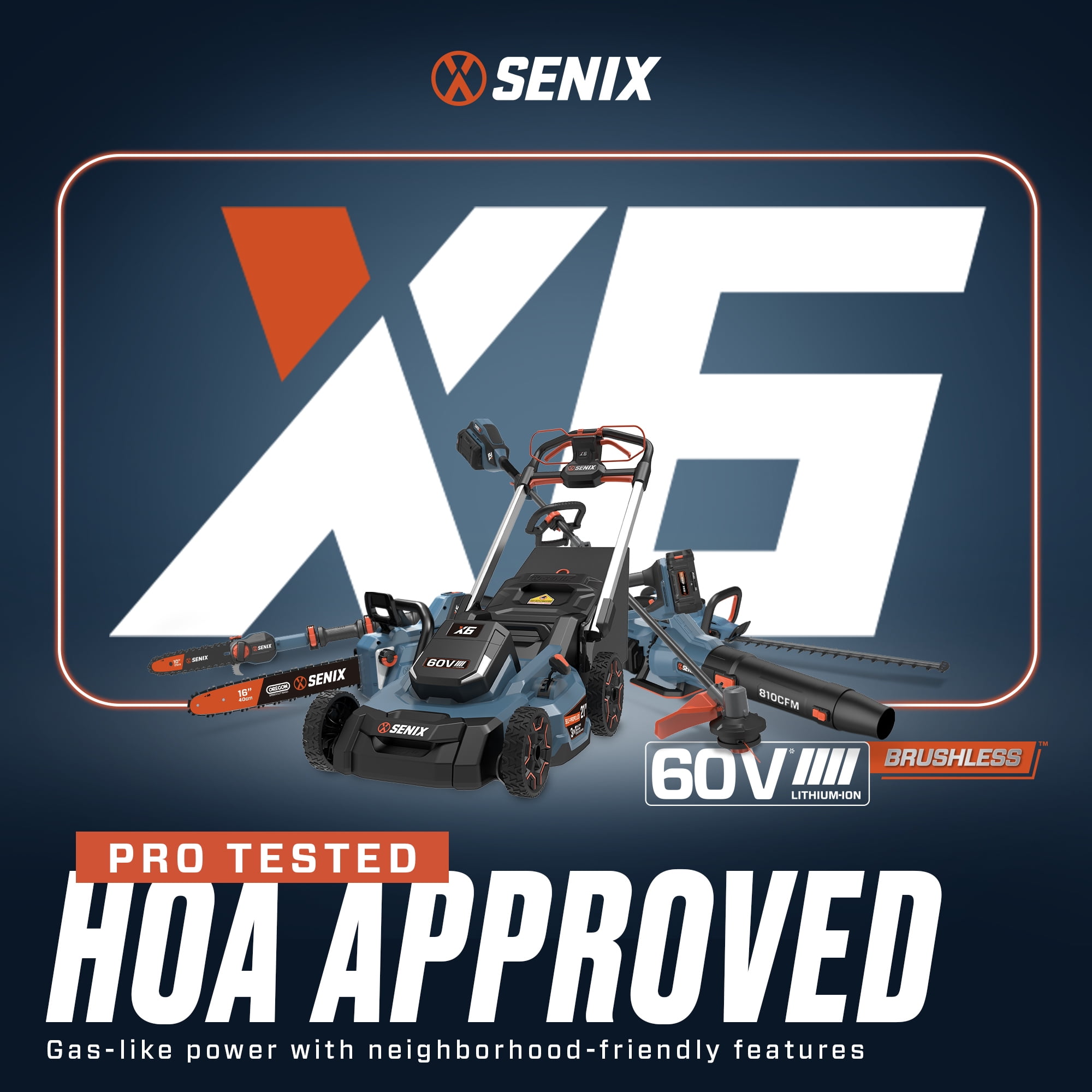 SENIX 60V Cordless Brushless Multi-Head Power System, 16" String Trimmer & 8" Edger Combo Kit, 2-Speed Digital Control, 3.0Ah Battery & 3A Charger Included, S6K3B1-05