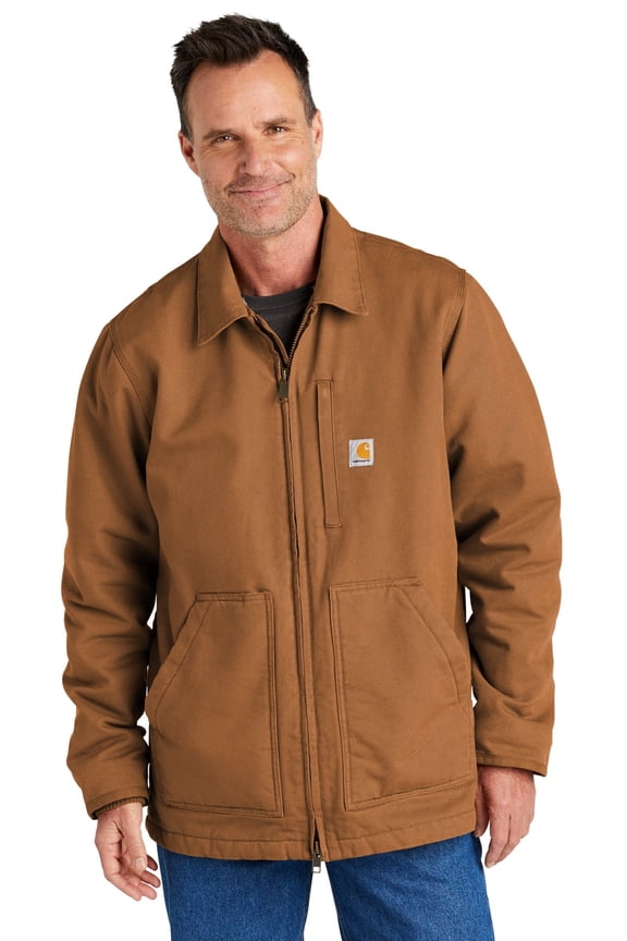 Loose-Fit Washed Duck Sherpa-Fleece Lined Coat for Men - Carhartt Brown - L