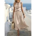 thumbnail image 3 of Womens Khaki-2 Criss-Cross Waist Casual Maxi Dress For Summer Vacation, 3 of 4