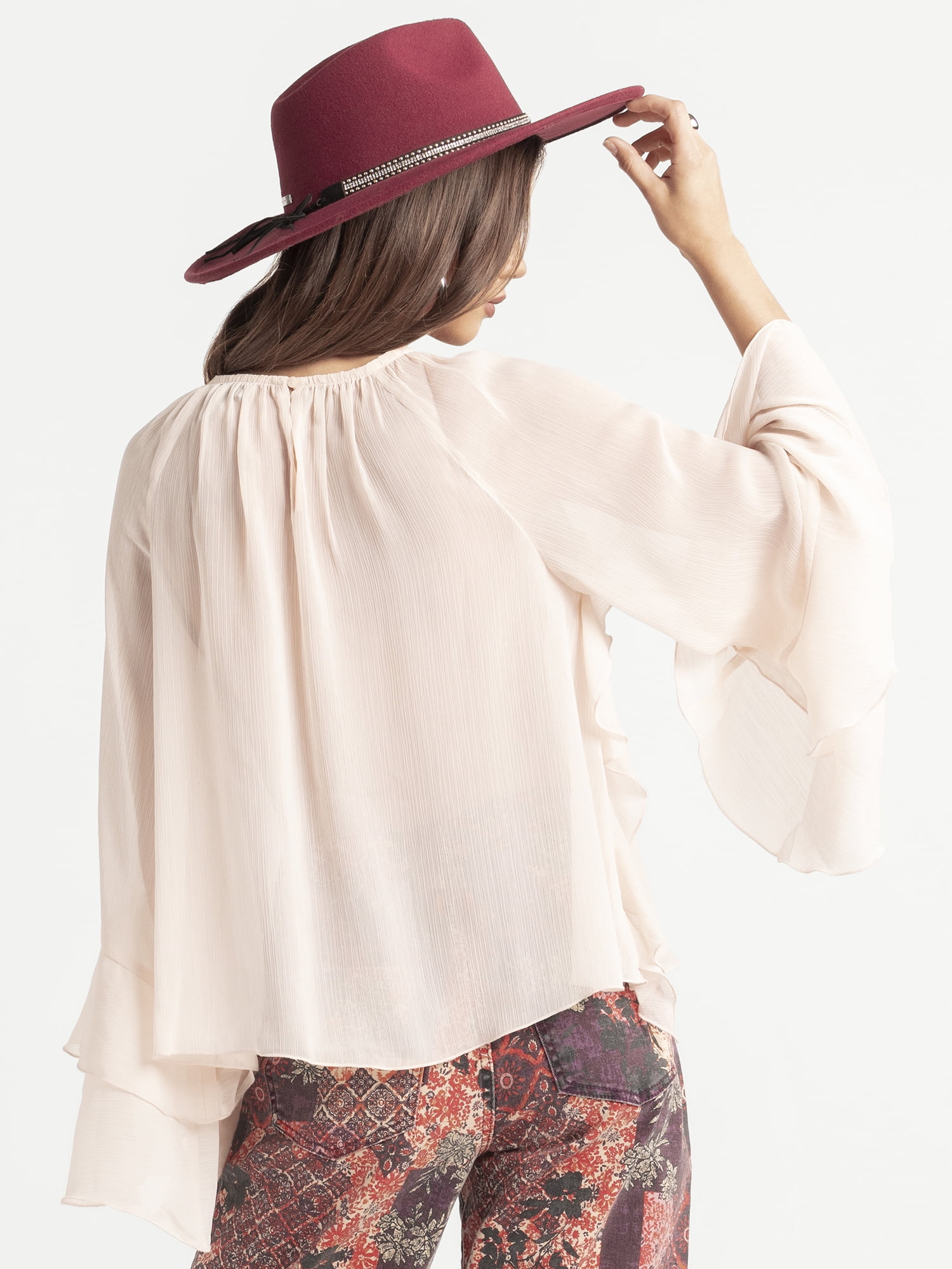 Jessica Simpson Women's Elaine Ruffle Blouse with Long Sleeves, Sizes XS-XL