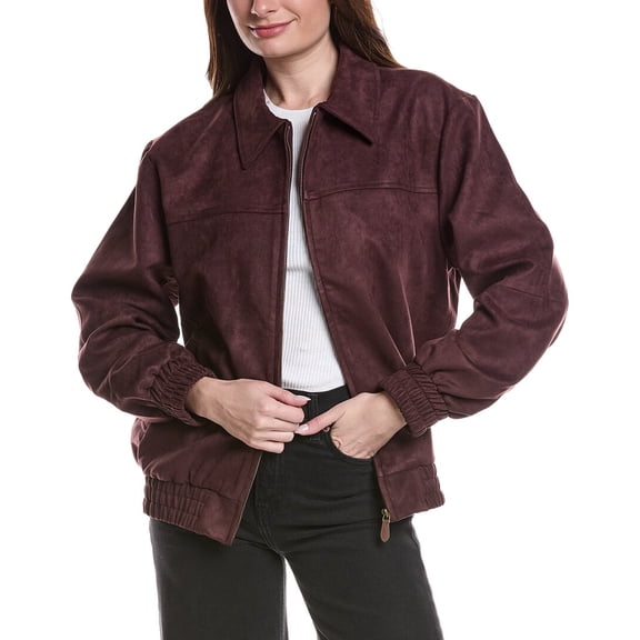Endless Rose womens Faux Suede Work Jacket, xs, Red