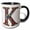Black/White, variant on 3drose, Pretty Image of Stained Glass Monogram Letter K, 11oz Two-tone Blue Mug