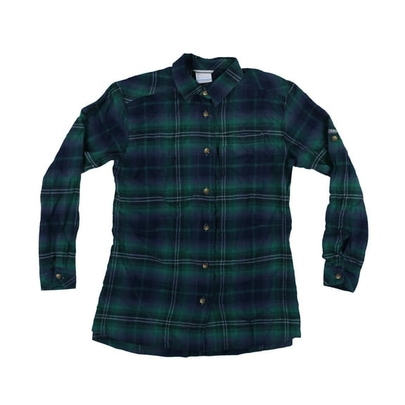 Columbia Women's Holly Hideaway Flannel Shirt Cotton Button Spruce Multi S New