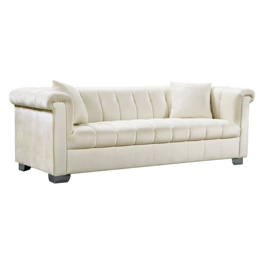 Kayla Cream Velvet Sofa-Color:Cream Velvet,Style:Contemporary - Walmart
