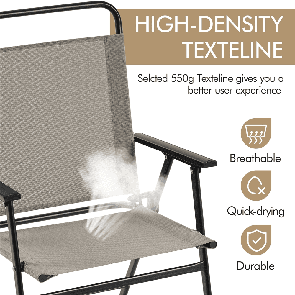 Renwick Foldable Dining Chairs with Backrest and Armrests, Set of 2, Brown