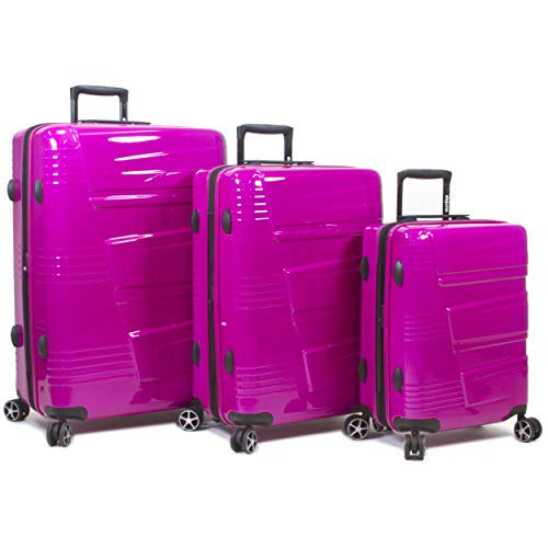 Dejuno Lumos New Generation Hardside 3-Piece Expandable Spinner Luggage Set, Cranberry