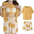 thumbnail image 2 of ICHUANYI Women Leisure Pajamas Two Piece Printed Loungewear Casual Short Top Shorts Sleepwear PJ Set with Built-in Bra, 2 of 4