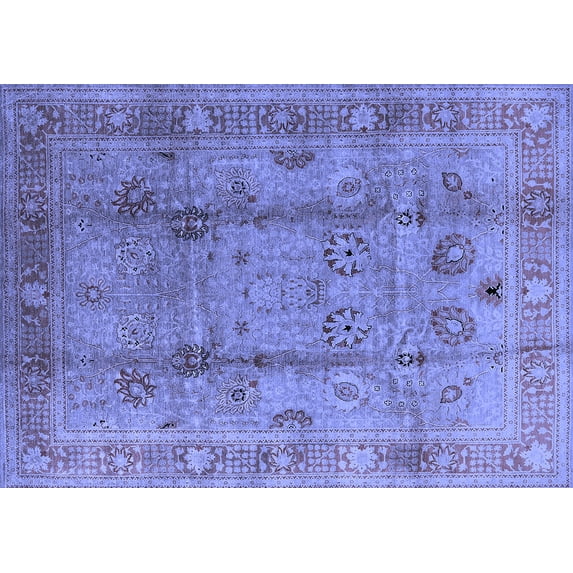 Ahgly Company Machine Washable Indoor Rectangle Oriental Blue Industrial Area Rugs, 2' x 4'