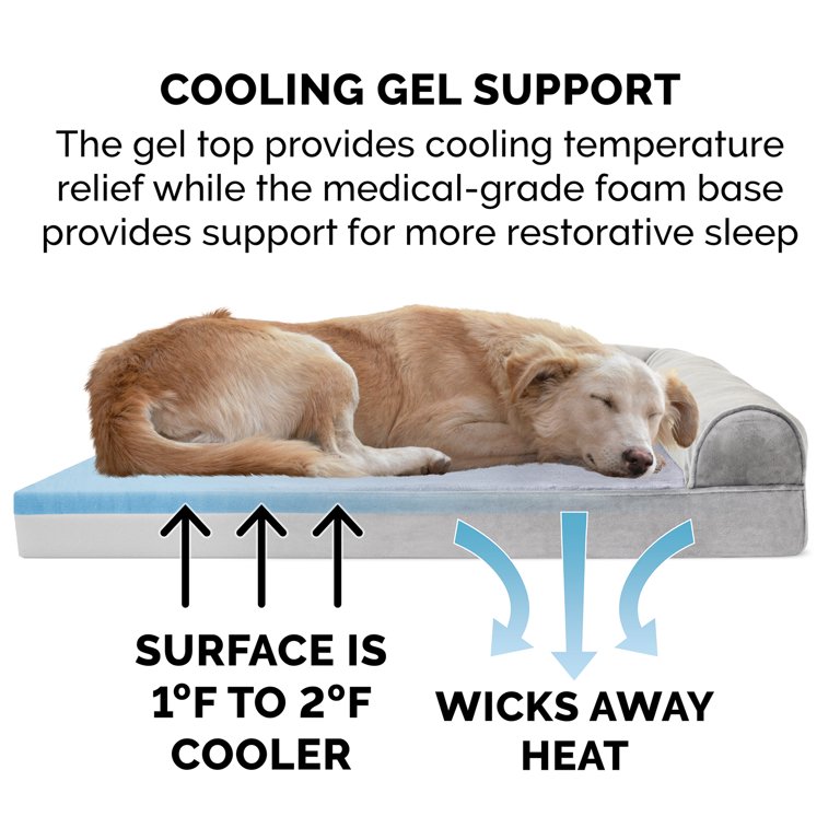 FurHaven Pet Products Faux Fur & Velvet Cooling Gel Memory Foam