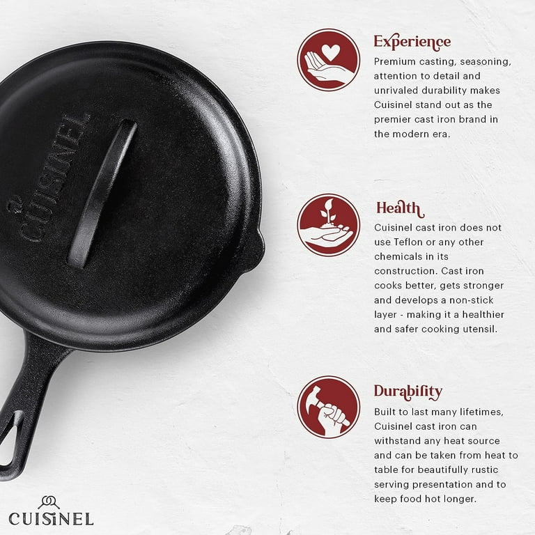 Cast Iron Skillet with Lid - 8-inch Pre-Seasoned Covered Frying Pan Set +  Silicone Handle and Lid Holders + Scraper/Cleaner - Indoor/Outdoor, Oven,  Stovetop, Camping Fire, Grill Safe Kitchen Cookware 