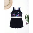 thumbnail image 3 of MSemis Kids Girls 2Pcs Workout Sports Outfit Crop Top Boyshorts Tracksuits, 3 of 5