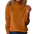 thumbnail image 2 of Womens Sweaters Turtleneck Long Sleeve Pullover Casual Knitted Pullover Warm Cozy Tops Fall Winter Clothes Saffron M, 2 of 6