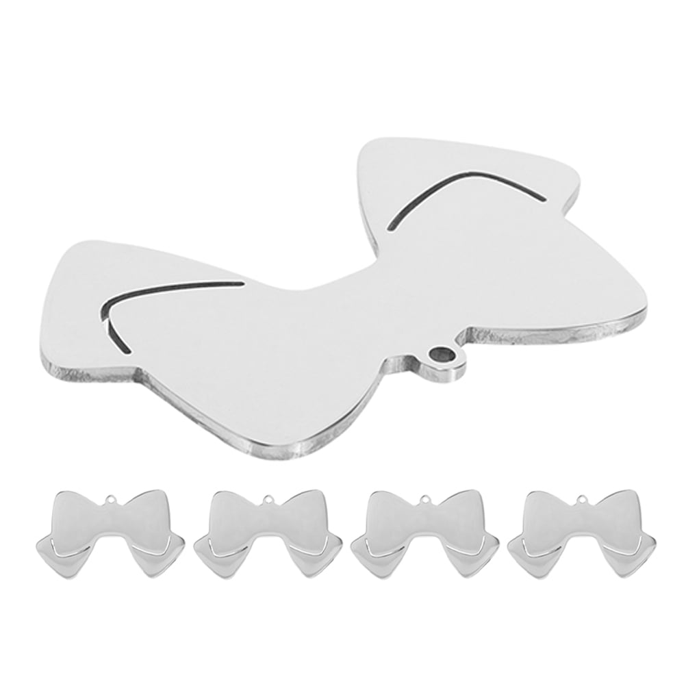 Luxshiny 5Pcs Dog Collar Tag Stainless Steel Bow Shaped Pet Tag for Daily Use