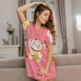 thumbnail image 3 of Bingfone Cute Cat Nightgowns for Women Sleep Shirts Short Sleeve Nightshirt Pullover Nightdress Soft Sleepwear, 3 of 6