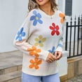 thumbnail image 4 of DailyTrove Women's Colorful Floral Sweater, Long Sleeve, Casual Festival & Street Wear, Soft Cotton Blend, Plus Size Friendly, 4 of 6