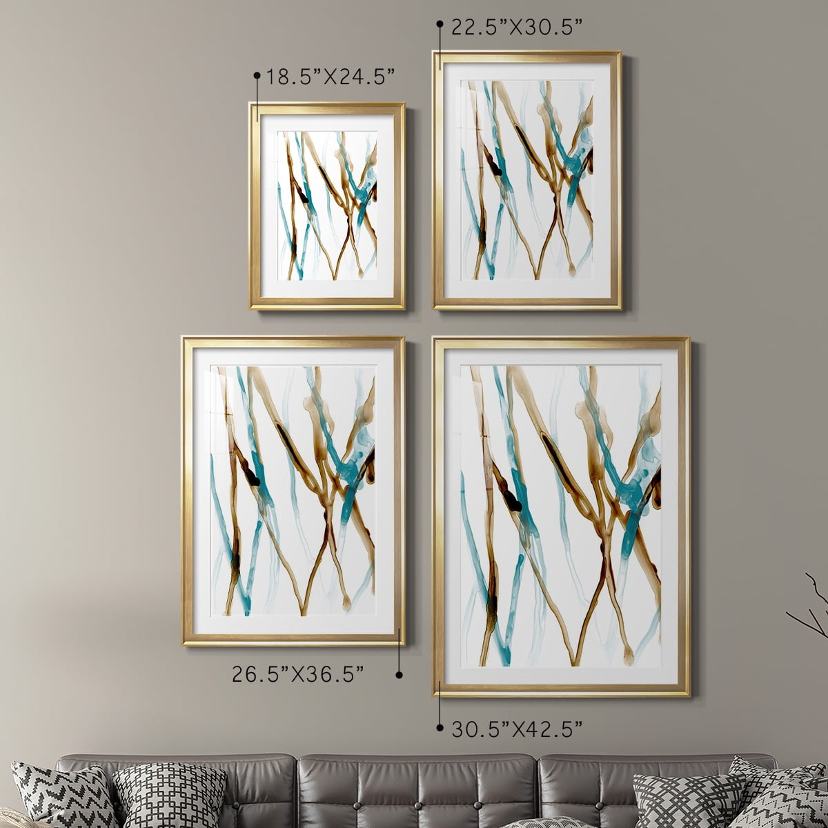 Wexford Home Runnel XVII Premium Framed Print, 30.5" x 42.5" - Ready to Hang, Gold (Set of 2)