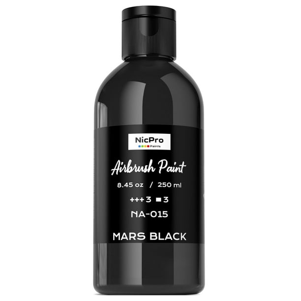 Pintura acrílica a base de agua Nicpro para aerógrafo, color negro opaco, 250 ml