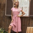 thumbnail image 2 of EASYBRA Women Polka Dot Midi Dress Short Sleeve A Line Casual Elegant Summer Dress, 2 of 6