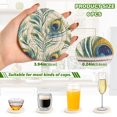 thumbnail image 2 of Yayeee 6 PCS Drink Coasters with Holder Set Woven Absorbent Round Tabletop Hot Pad, Peacock Feather, 2 of 7
