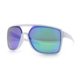 thumbnail image 3 of Mens Wrap Arm Oversized Sport Rectangle Mirror Lens Plastic Sunglasses White - Teal Mirror, 3 of 7