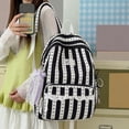 thumbnail image 5 of Women Bow Print Backpack with Multi-Pocket, Lace Trim Large Capacity School Bag for Travel Shopping (Black), 5 of 7