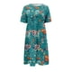 thumbnail image 5 of ICHUANYI ClearanceFashion Women Summer Printing Causal Round Neck Short Sleeve Vacation Pockets Dress(Mint Green, L) ICHUANYI WER20232080504550, 5 of 5