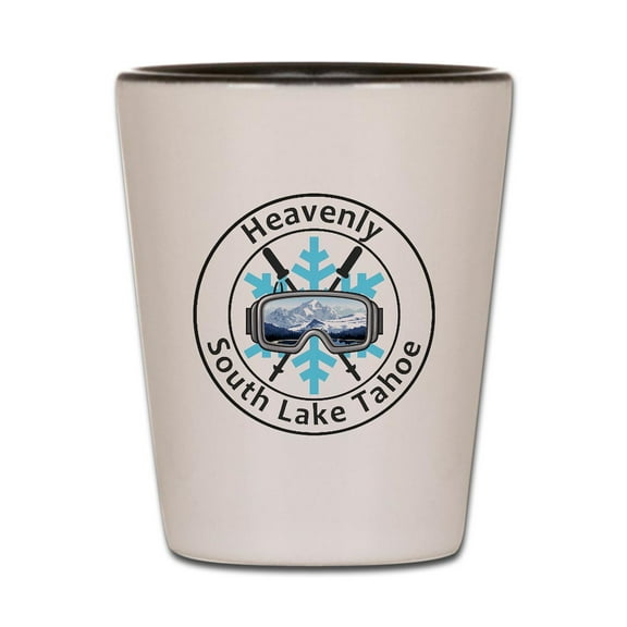 CafePress - Heavenly Ski Resort  South Lake Tahoe Califor - White/Black Shot Glass, Unique and Funny Shot Glass