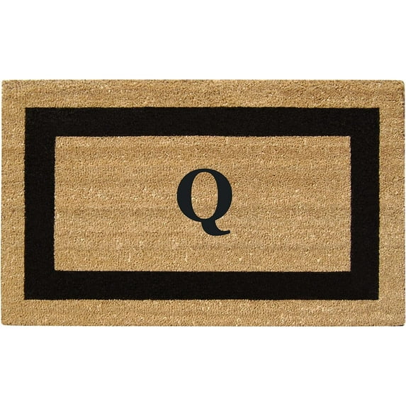 Legendary Doormats 20" x 36" Monogrammed Coir Doormat for Entryway Indoors or Outdoors with Non Slip Rubber Bottom - Monogram Q