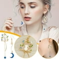 thumbnail image 1 of Fiudx Artículos en oferta con ofertas flash Colgantes asimétricos en forma de hoja de estrella y borlas largas en gancho para la oreja, 1 of 7