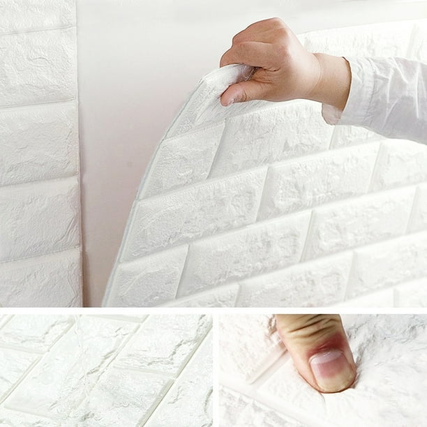 1200pcs White Brick PE Foam Self Adhesive 3D Wall Stickers Wallpaper