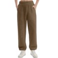 thumbnail image 2 of ZHYou Fleece Sweatpants for Women Soft Warm Casual Joggers with Pockets Elastic Drawstring Waist,Khaki,Size M, 2 of 6