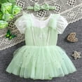 thumbnail image 4 of Bellafa Christmas Baby Princess Tutu Fancy Dress Infant Girl Tulle Romper Onesie Birthday Party Dresses with Headband 6-24M, 4 of 11
